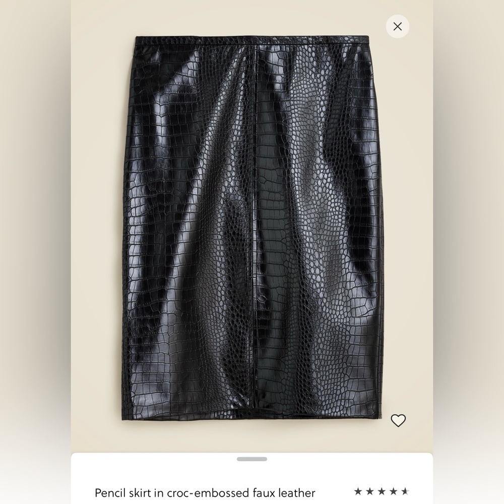 J. Crew Shiny Black Croc-Embossed Pencil Skirt